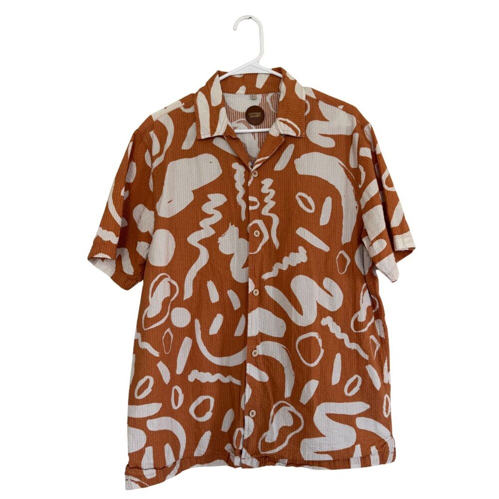 Common‎ People Poles Seersucker Button Up Shirt Men's L